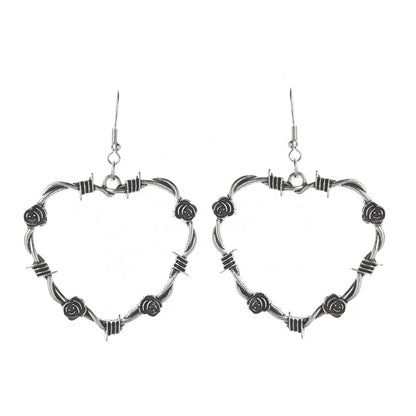 Barbed Wire Heart Gothic Earrings