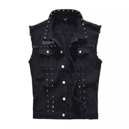 Studded Gothic Punk Sleeveless Denim Vest