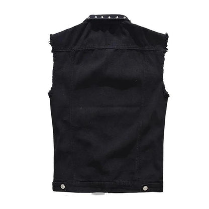 Studded Gothic Punk Sleeveless Denim Vest